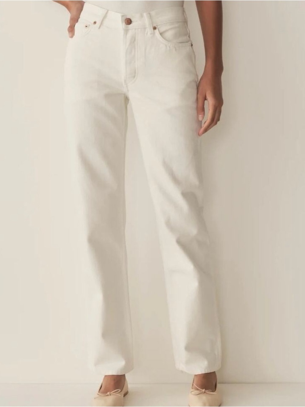 DOEN Off-White High-Rise Straight Jeans • 27